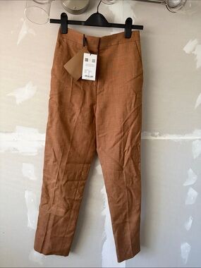 NWT Burberry leather trim bronze trousers size 2